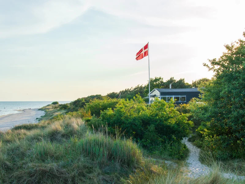 Dansk flag på blå himmel