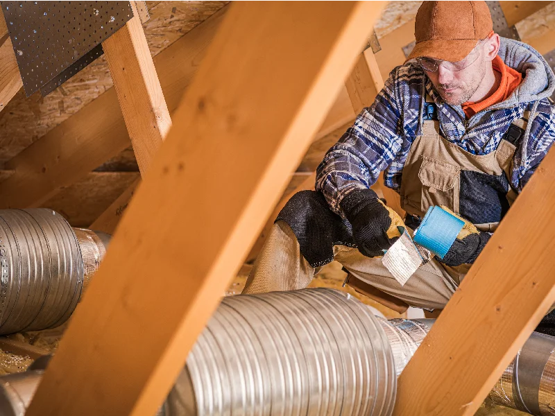 Servicemand ved ventilationsrør