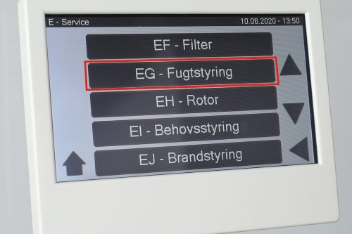 Fugtstyringsmenu Optima Touch